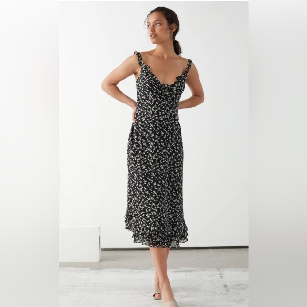 & Other Stories Floral Crepe Chiffon Midi Dress